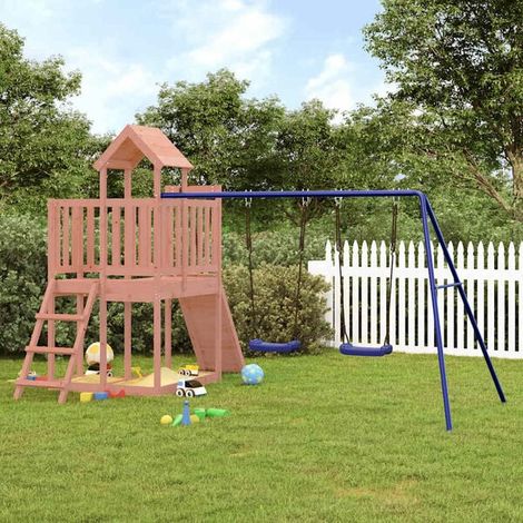 Aire de jeux extérieure : Aire de jeux d'extérieur bois de pin massif jeu extérieur enfant, aire de jeu jardin, balançoire enfant , pour jardin, usage domestique , enfant 3-8 ans (1/5)