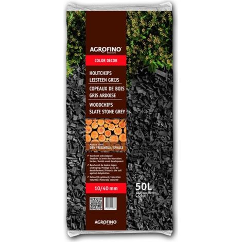 Copeaux de bois Agrofino COLOR DECOR GRIS ARDOISE 50L 10/40mn