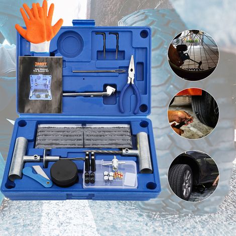 Wolketon Reifen-Reparatur-Set Flicken Satz KFZ Reifen Pannenset Roller Motorrad 73 tlg.