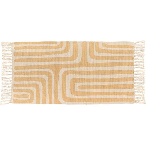 Tappetino da bagno tribal craft in cotone e poliestere, 45 x 90 cm, ocra - Tendance (1/4)
