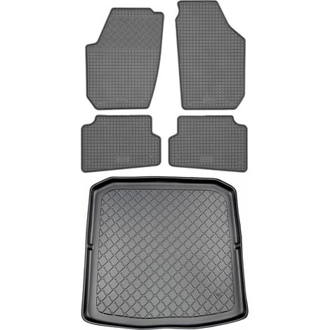 Ensemble de tapis de sol en caoutchouc pour Skoda Fabia II 5J Kombi (5 portes) de 2007 à décembre 2014 : tapis de sol de voiture et tapis de coffre. (1/5)