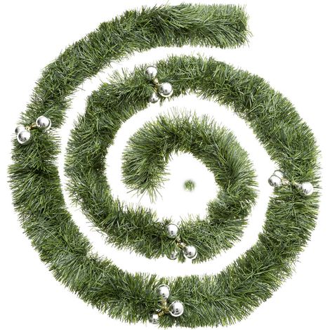 Guirlande de Noël large 10 cm Vert avec déco Argent Longueur 2.7 mètres - Feeric Christmas