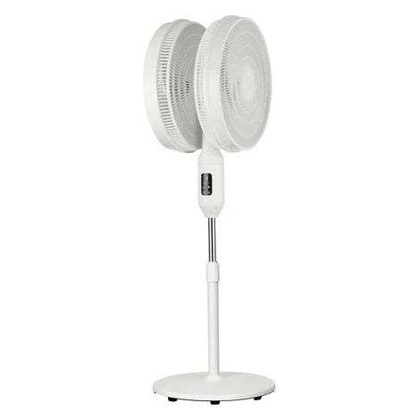 DCG Ventilador de Pie Doble 40W Blanco 40cm 12 Velocidades con Temporizador y Mando a Distancia