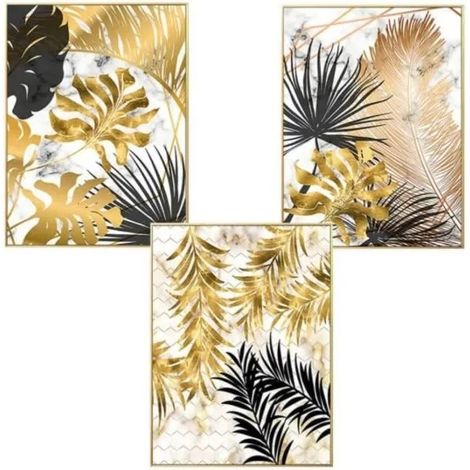 Ensemble de 3 posters muraux sans cadre représentant des palmiers en forêt, 50 x 70 cm, pour salon ou chambre. (1/3)