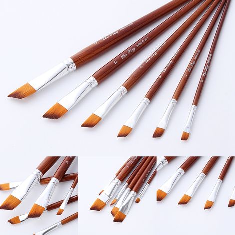 Ensemble de 6 pinceaux à poils de nylon pour aquarelle et peinture à l'huile (1/5)