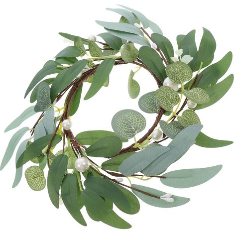 Couronne Soie Eucalyptus en Vert de Bougies Artificielle Rustique, en Tissu Fer pour Décor Mariage et de Table et Événements (1/5)