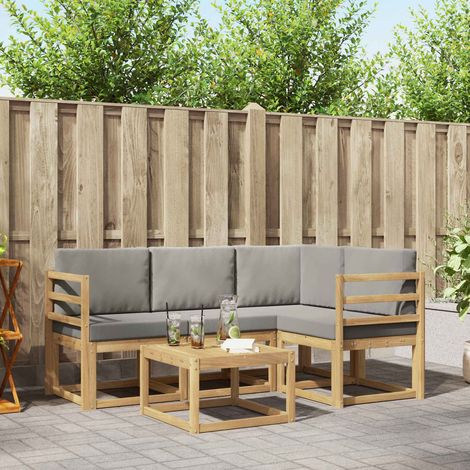 vidaXL Conjunto de sofás de exterior 5 uds. Blanco y Gris Claro (1/5)