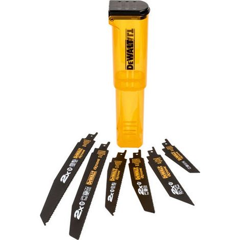 Dewalt – Coffret de 6 lames de scie sabre 100 à 228mm – Bimétalliques pour bois, métal et clous – Pas de dents 1,8-4,2 – Mallette de rangement incluse (1/7)