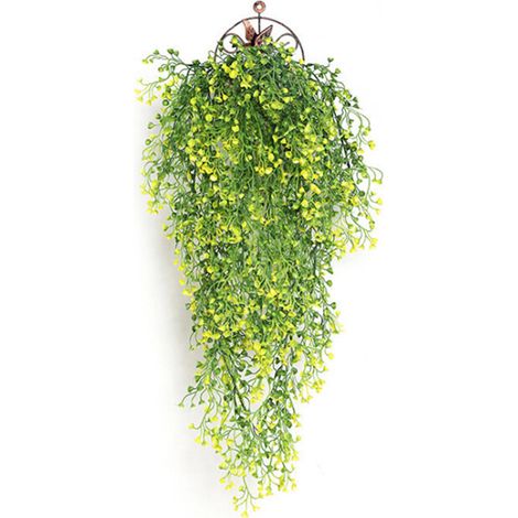 Saule artificiel 77 cm en plastique réaliste, décoration murale jaune pour salon ou bureau (1/5)