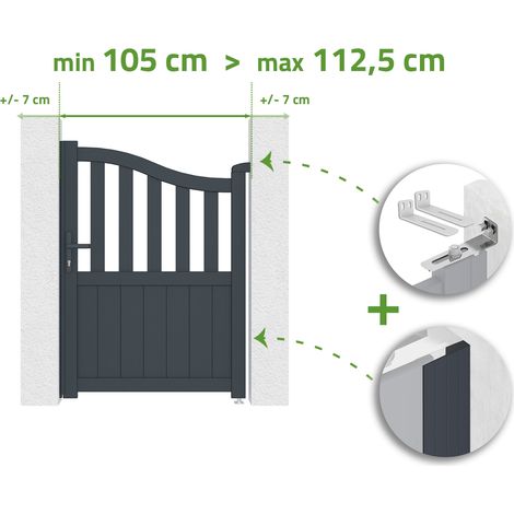 Portillon ajustable en largeur MEIJE 1m H.140cm Aluminium Gris Anthracite