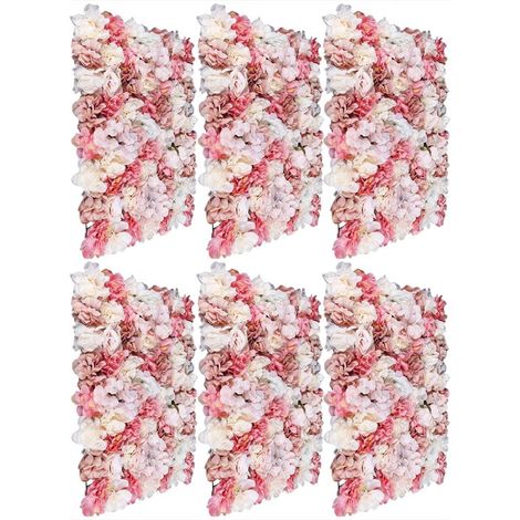 Flower Wall Panel Floral Backdrop, 6 Pcs Flower Wall Decor, 24" X 16" Silk Rose Wall, Artificial Flower Wall Backdrop Faux Flower Panel for Wedding, Party, Home