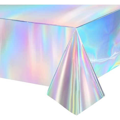 Nappe Irisé Anniversaire - Holographique Fête Rectangulaire Foil Brillant Jetable Décoration pour Sirène Monde sous Marin (1/5)