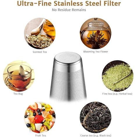 Théière en Verre 1500 ML passoire à thé en Acier Inoxydable Verre borosilicaté théière sur cuisinière verseuse en Verre Tamis Amovible 1500 ML (Argent) (1/4)