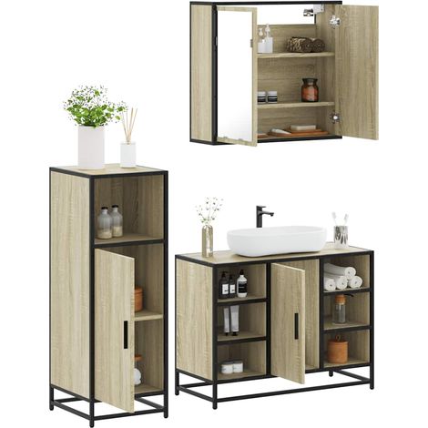 3-tlg. Badmöbel-Set Sonoma-Eiche Holzwerkstoff vidaXL (1/5)