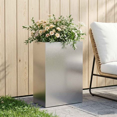 vidaXL Macetero de Jardín Plateado 50 x 30 x 75 cm Acero inoxidable (1/5)