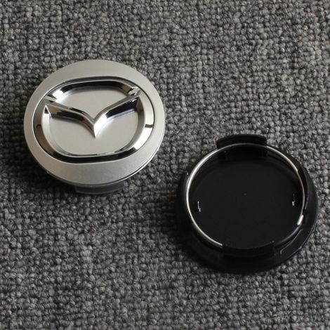 56-mm-Radnabenkappe, kompatibel mit Mazda 3, 5, 6, 8, CX-7, Atenza – ABS-Radnabenkappe, Radnabenblende, Radkappe, Felgenzubehör, 4er-Set – Silber (lange Füße)