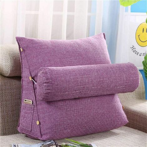 RHG Coussin de lecture - Pour canapé, chaise de bureau, lit - Avec traversin, coussin de lecture (Violet,454820cm+ Diamètre du petit oreiller rond 16cm) (1/5)