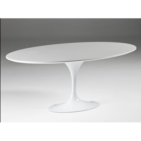 Table à manger ovale bois blanc et pied métal 200cm (1/2)