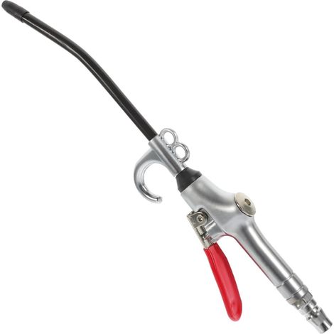 Professionelle Ausblaspistole, silber und rot, ergonomischer Griff, 30,5 cm x 6,5 cm, industrielles Reinigungswerkzeug für Luftkompressoren