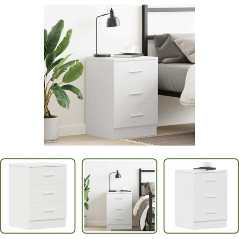 vidaXL Rangement -  Table de chevet Blanc 38 x 35 x 56 cm Bois d'ingénierie (1/5)