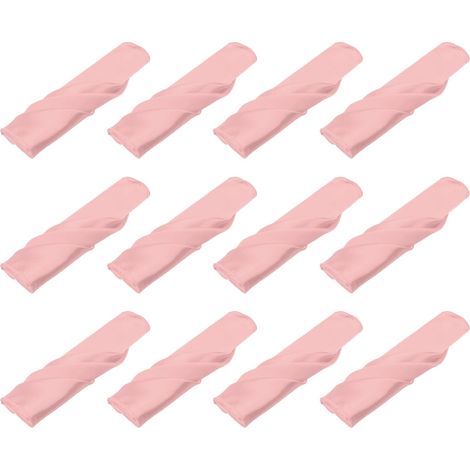 12Pcs Serviettes de Table en Satin Doré Rose 17×17 Pouces (1/5)