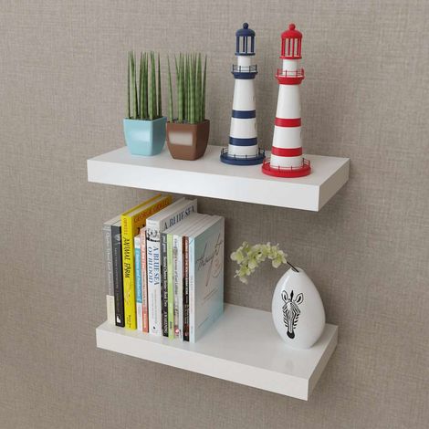 vidaXL Estantes flotantes de pared 2 uds MDF blanco para libros/DVD (1/5)