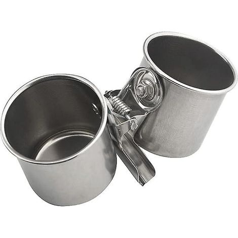 mangeoire  Eau Pour Oiseaux En Acier Inoxydable  Suspendre Pour Cage  Oiseaux, Perchoir Avec Pince (5,5 Cm) (1/5)