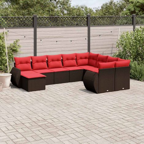 Teenpull – 10-teiliges Gartensofa-Set mit Kissen, braun, Polyrattan (1/5)
