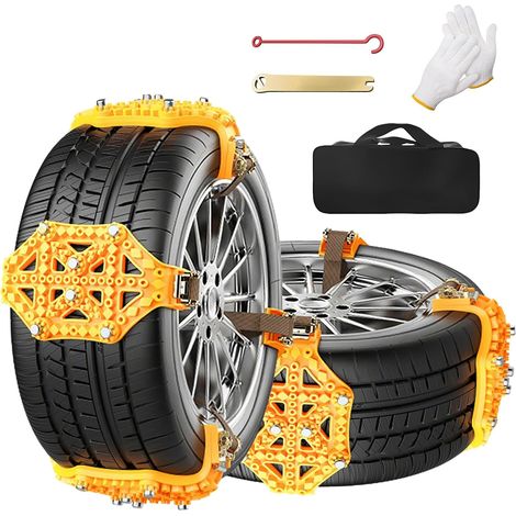 Chaînes à neige voitures universelles, Chaine Pneu Voiture 8PCS 165-265MM, Chaine Voiture pour SUV, MPV, Camion, TPU materia, pour Glace, Neige et Routes Glissantes, Traction d'Urgence