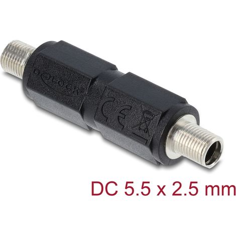 Delock Hohlstecker Adapter DC 5,5 x 2,5 mm Buchse auf Buchse mit Gewinde gerade
