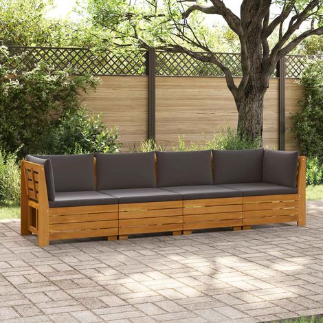 Teenpull – Outdoor-Sofagarnitur mit Kissen 4 Stück Braun Massivholz Akazie (1/5)