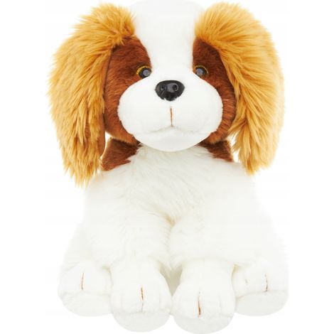 Cane di peluche seduto bianco marrone (1/2)