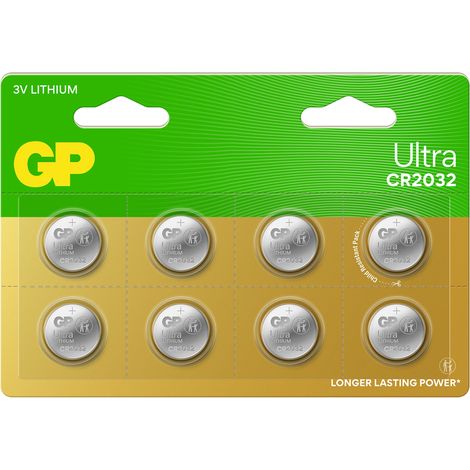 GP - Ultra Lithium Cell Battery CR2032, 3V (8-pack)