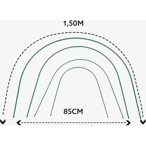 Direct Filet – Lot de 10 arceaux rigides en acier galvanisé plastifié 1,50 m – Diamètre Ø 8mm – Pour serre tunnel – Accessoire de jardinage professionnel