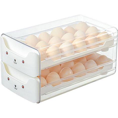 Boîte à œufs - Sans marque - Modèle double tiroir - Plastique transparent empilable 30,5x17x15cm pour réfrigérateur (1/5)