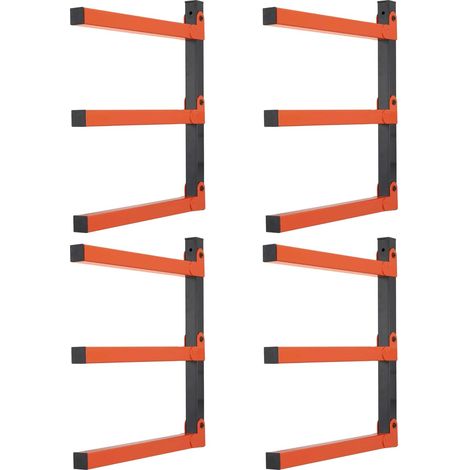 Lot de 4 Étagère murale, Bois et métal, Capacité 720 lbs, Orange, Garage et extérieur