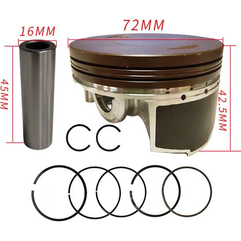 Motorcycle piston, compatible with ZONGSHEN CB250F Italika Vortx 250 cylinders with a 72 mm bore. (1/4)