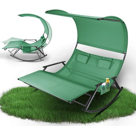 Doppelliege Outdoor Schaukelliege Sonnenliege 250 kg Sonnendach Tasche Farbwahl (1/5)