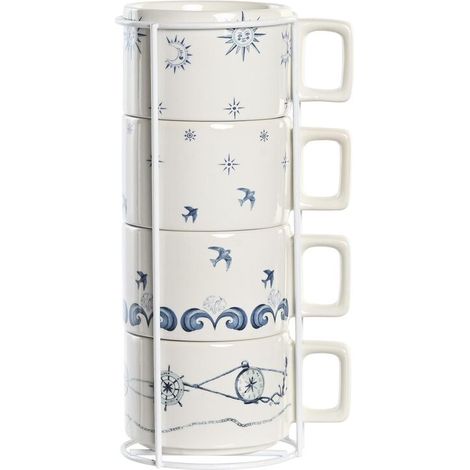 Set de Kaffee dkd home decor blau white dolomite metal 260 ml 4 pcs. (1/3)