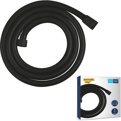 1 - Flexible De Douche - Tuyau Arrosage - Surface Lisse Anti-Pliures Résistant 5 Bars Pour Salle De Bain Noir Mat 175x0,6cm