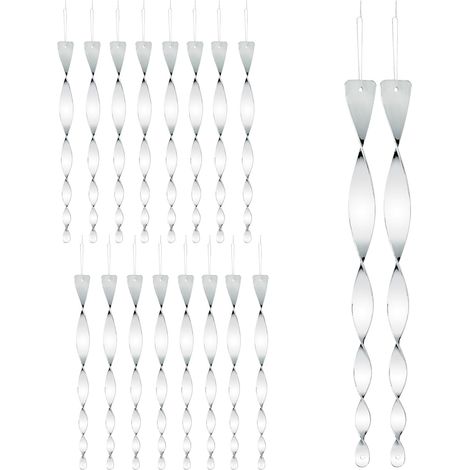 Répulsif à Oiseaux, Lot de 18, Spirales réfléchissantes, 30 cm, Anti Pigeon, Jardin, Balcon, argenté (1/5)