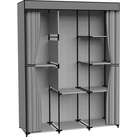 Armadio CELINA color antracite con 8 ripiani e tenda