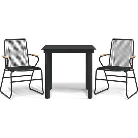 Set da Pranzo da Giardino 3 pz  Salotto da Giardino Nero in Rattan PVC (1/5)