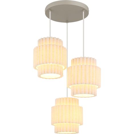Hängeleuchte Pendelleuchte Wohnzimmerlampe Höhenverstellbar Sand Metall H 150 cm (1/5)