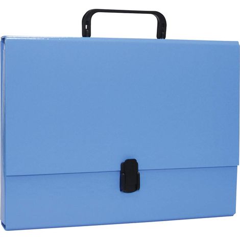 Boîte de rangement en plastique PP avec poignée et fermeture Bleu Format A4 5 cm