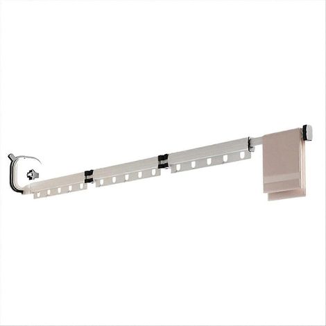 Portant à vêtements télescopique pliable en alliage d'aluminium, fixation murale, usage domestique C (1/5)