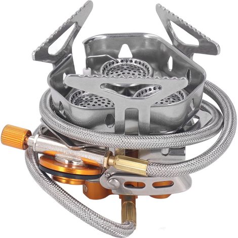 Poêle à gaz 3 brûleurs léger et portable, anti-vent pour randonnée et pique-nique (1/5)