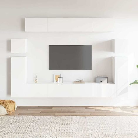 Ensemble de meubles TV 8 pcs-Banc TV-Meuble Télé Blanc Bois d'ingénierie 659940 (1/5)