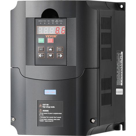VEVOR VFD 10HP, 7.5KW, 35A, monofásico o trifásico de entrada de 220 V a variador de frecuencia variable de salida trifásico de 220 V, entrada de 40-60 Hz, VFD de salida de 0-400 Hz para control de ve