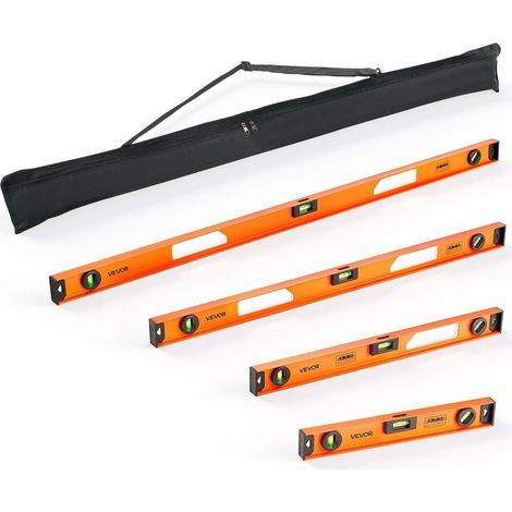 Niveau à Bulle Magnétique Lot de 4, 400, 600, 900 et 1200 mm, Niveau en Alliage d'Aluminium à Profilé en I pour Accrochage de Cadres, Rénovation et Bricolage, 3 Fioles Vertes, Trou de Suspension (1/5)
